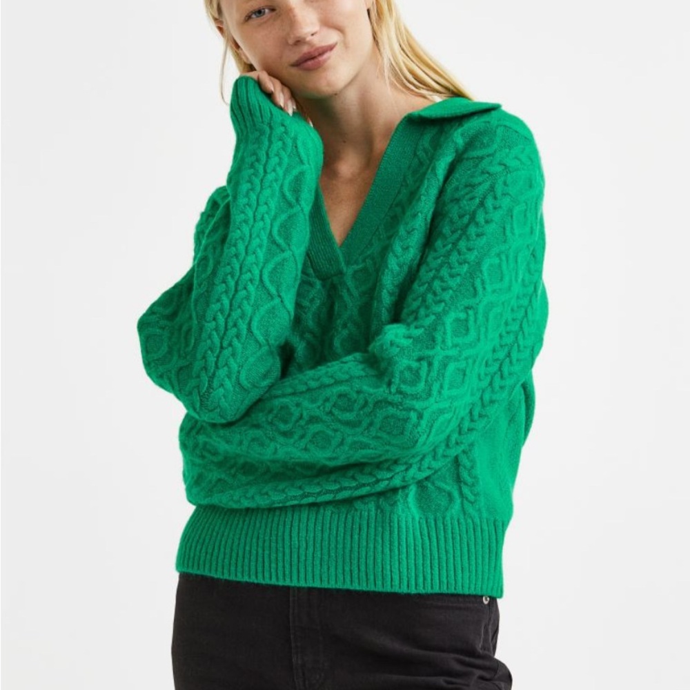 H&M Green Cable Knit Women's Sweater